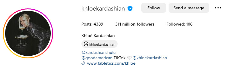 @khloekardashian - Instagram profile