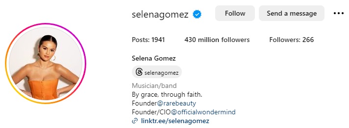 @selenagomez - Instagram profile